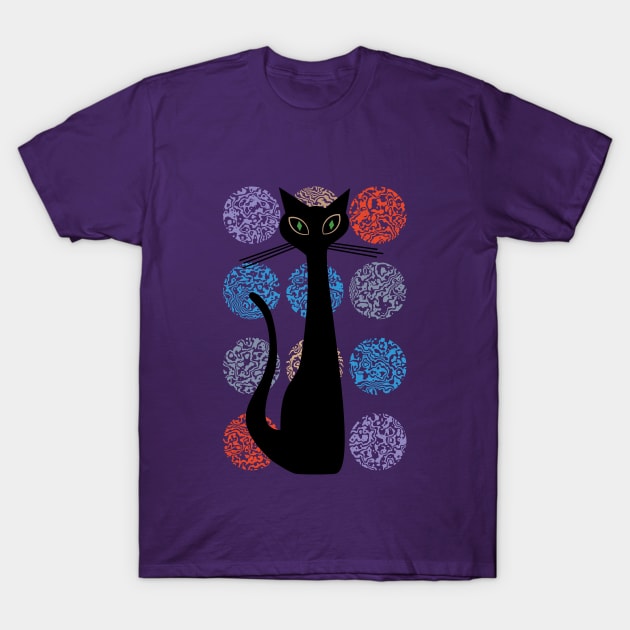 Hip Cat Mid Century Modern T-Shirt by SunGraphicsLab